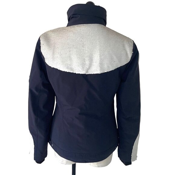 Skea Ski Jacket Womens Size 8 Sequin Embellished Snow Zipper Snap Cuffs Pockets - Picture 2 of 13